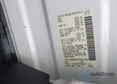 2021 Nissan Rogue Sv Intelligent Awd z USA, uszkodzony, nr VIN 5N1AT3BB4MC828760